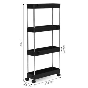 Plastikinė vonios kambario lentyna su 4 lentynomis ir ratukais, juoda, ModernHome - Image 10