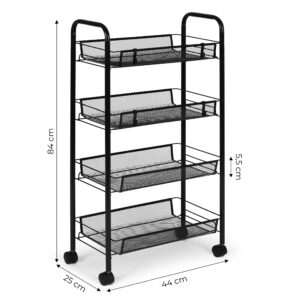 ModernHome juoda metalinė mobili vonios lentyna su 4 lentynomis ir ratukais - Image 10