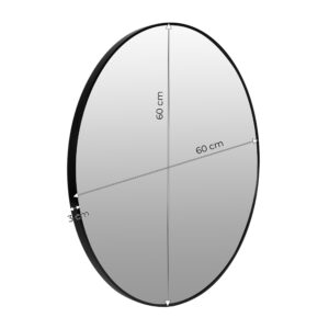 Sieninis veidrodis 60 cm pakabinamas modernus aliuminio rėmas juodas ModernHome - Image 10