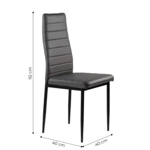 4 kėdžių komplektas svetainei ir valgomajam iš eko odos, ergonomiškas atlošas, pilkos spalvos - Image 10