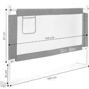 Lovos apsauginis turėklas, 150 cm, apsauginis barjeras vaikams, ECOTOYS - Image 10