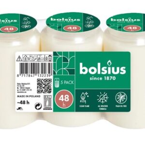 Žvakės įdėklai Bolsius, 48 h, 5 vnt., Balta sp. 9 cm