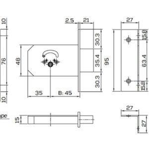 Įleidžiamoji spyna 156/F, su cilindru, 5 raktai - Image 2