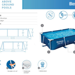Bestway FRAME karkasinis baseinas 2 300 l 259x170x61 cm 56403 - Image 3