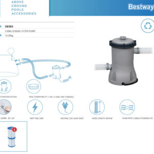 Siurblio filtras baseinui 2m3 / h Bestway 58383 - Image 8