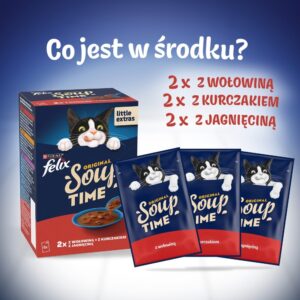 PURINA Felix Original Soup Time Box Beef, lamb, chcken - šlapias kačių maistas - 6x48g - Image 2