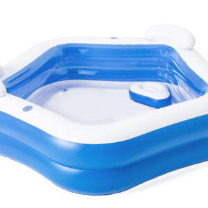 Bestway pripučiamas baseinas – su atlošu ir puodelių laikikliu 213x206x69cm 54153 - Image 2