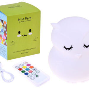Pelėdos formos silikoninė LED naktinė lempa + ZA3295 nuotolinio valdymo pultas - Image 2