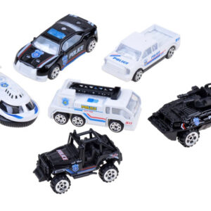 Metaliniai automobiliai, POLICE rinkinys 6 vnt., ZA3505 spyruokliniai - Image 2