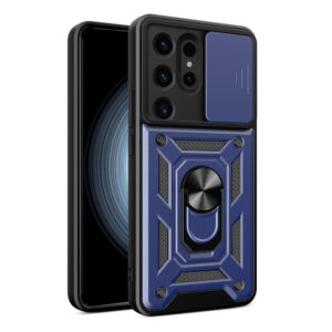 Hybrid Armor Camshield dėklas skirtas Samsung Galaxy S24 Ultra armored with camera cover - blue