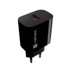 SIENINIS ĮKROVIKLIS NATEC RIBERA 1X USB-A 18W JUODAS