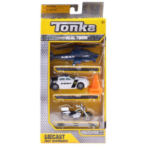 Hasbro TONKA transporto priemonių rinkinys POLICE Įvairūs metaliniai automobiliai + kūgiai ZA3633 - Image 2