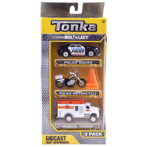 Hasbro TONKA transporto priemonių rinkinys POLICE Įvairūs metaliniai automobiliai + kūgiai ZA3633 - Image 3