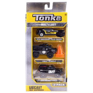 Hasbro TONKA transporto priemonių rinkinys POLICE Įvairūs metaliniai automobiliai + kūgiai ZA3633 - Image 4