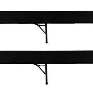 Sulankstomas sodo stalas 180 cm + 2 suolai - juodi - Image 2