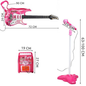 Gitara + mikrofonas + stiprintuvas rožinė 22407 - Image 2