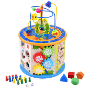 Edukacinis medinis kubas + labirintas 8in1 ZA4117