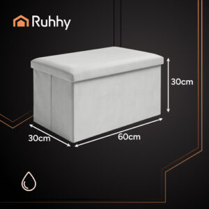 Pilkas aksominis pufas 60x30x30 cm Ruhhy 25994 - Image 3