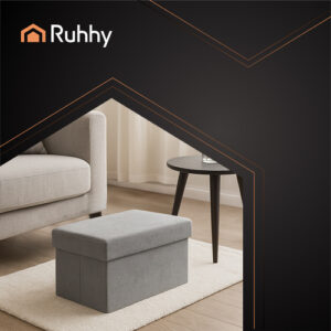 Pilkas audinio pufas 76x38x38cm Ruhhy 26131 - Image 5
