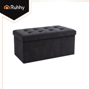 Pilkas aksominis pufas 76x38x38cm Ruhhy 26130 - Image 3