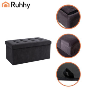 Pilkas aksominis pufas 76x38x38cm Ruhhy 26130 - Image 4