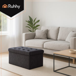 Pilkas aksominis pufas 76x38x38cm Ruhhy 26130 - Image 5