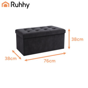 Pilkas aksominis pufas 76x38x38cm Ruhhy 26130 - Image 2