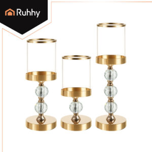 Žvakidžių - žibintų rinkinys, 3 vnt., auksinės spalvos, Ruhhy 26487 - Image 3