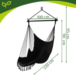 Sūpynės - pakabinama kėdė 210 cm juoda Gardlov - Image 3