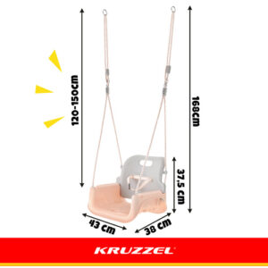 Kruzzel 3 viename pilkai smėlio spalvos vaikiškos sūpynės - Image 4