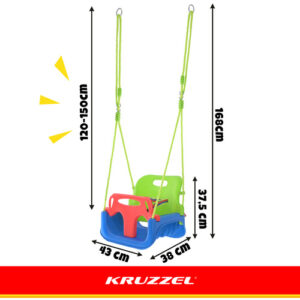 „Kruzzel“ 3 viename žalios ir mėlynos vaikiškos sūpynės - Image 5