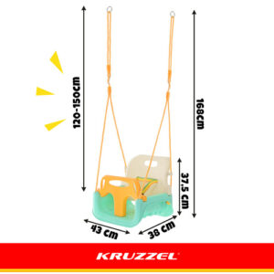 Kruzzel 3 viename kreminės ir turkio spalvos vaikiškos sūpynės - Image 4