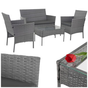 Antracito spalvos rotango sodo baldai Gardlov 26907