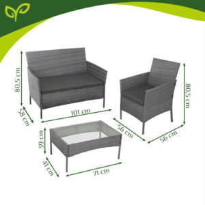 Antracito spalvos rotango sodo baldai Gardlov 26907 - Image 3