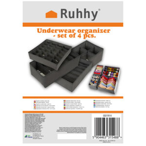 Apatinių drabužių organizatorius - 4 vnt. rinkinys Ruhhy - Image 3
