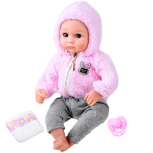 Lėlė kūdikis 43 cm guminė minkštu pilvuku ZA4283 - Image 8