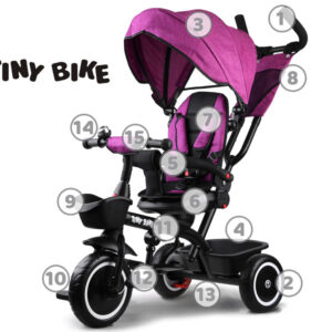 „Tiny Bike“ 3in1 rožinis triratukas su stogeliu SP0650 - Image 4