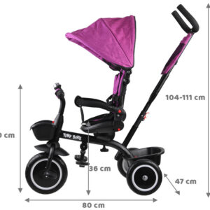 „Tiny Bike“ 3in1 rožinis triratukas su stogeliu SP0650 - Image 5