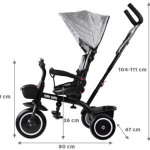 Vaikiškas triratis dviratis Tiny Bike 3in1 su stogeliu, pasukamas SP0650 - Image 5