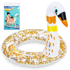 Bestway pripučiamas vaikiškas plaukimo ratas GLITTER SWAN 61cm 36306