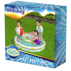 Bestway pripučiamas baseinas 122x20cm + kamuolys + ratas, spalvingas rinkinys 51124 - Image 4