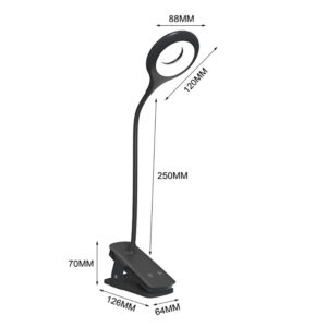 Mini Wozinsky Wireless LED Reading Lamp with Clip + USB-C Cable - Black - Image 2