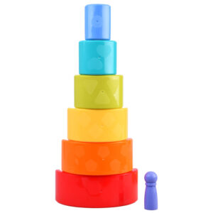 Vaivorykštės spalvų chameleono dėlionė Montessori piramidė ZA4532 - Image 6