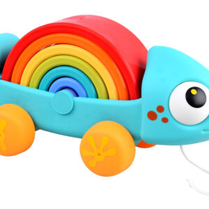 Vaivorykštės spalvų chameleono dėlionė Montessori piramidė ZA4532 - Image 8