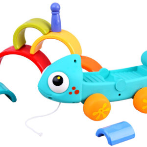 Vaivorykštės spalvų chameleono dėlionė Montessori piramidė ZA4532 - Image 2