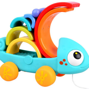 Vaivorykštės spalvų chameleono dėlionė Montessori piramidė ZA4532 - Image 3