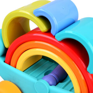 Vaivorykštės spalvų chameleono dėlionė Montessori piramidė ZA4532 - Image 5
