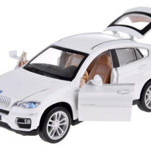 Metalinis automobilio BMW X6 modelis, mastelis 1:32, baltas visureigis, su šviesos ir garso efektais ZA4606 - Image 3
