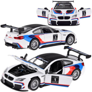 Metalinis sportinis automobilio modelis BMW M6 GT3, mastelis 1:32, su šviesos ir garso efektais ZA4613