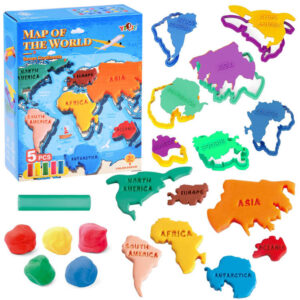 Plastilino PASAULIO ŽEMĖLAPIS – žemynų edukacinis rinkinys + formelės ZA4650